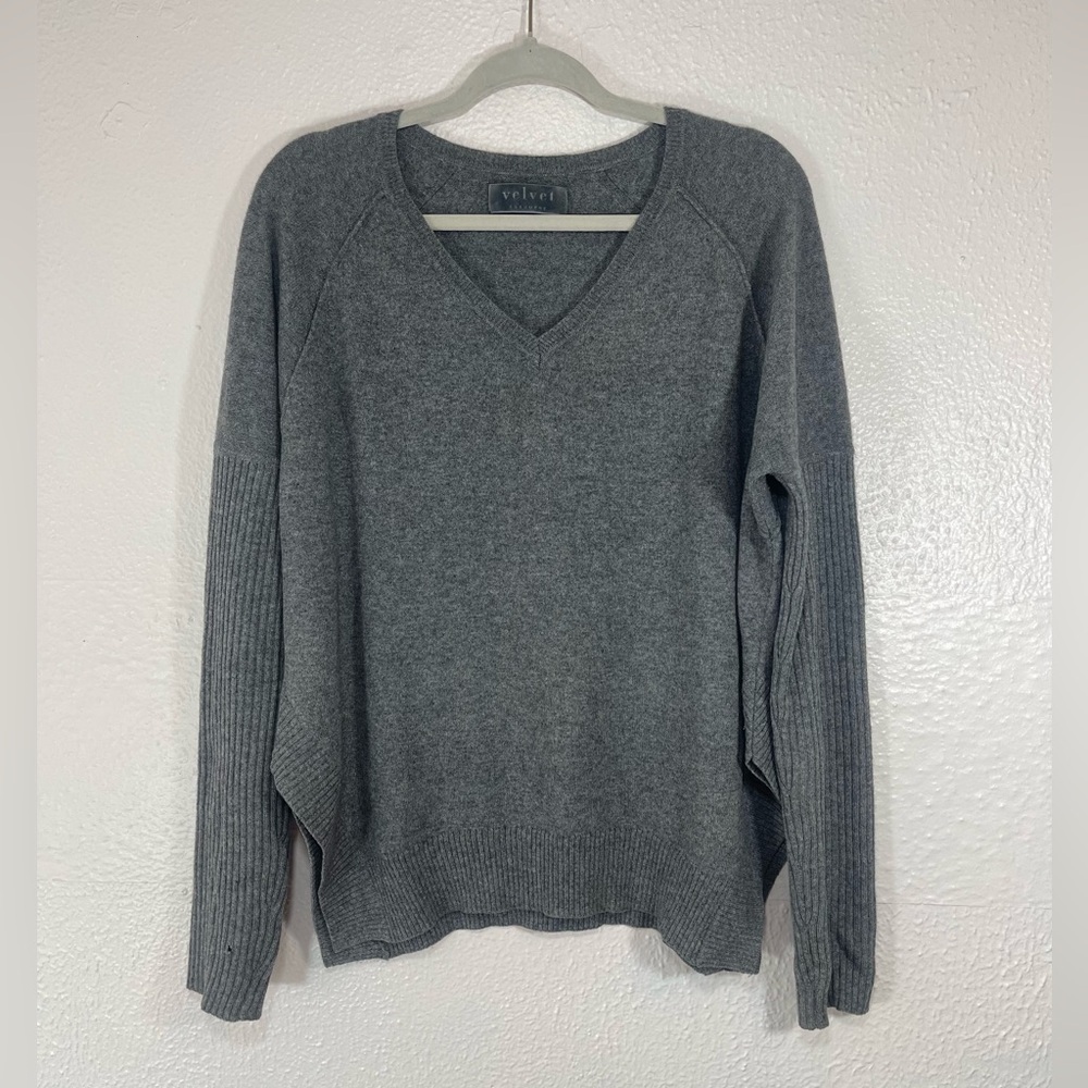 Velvet Charcoal V-Neck Sweater